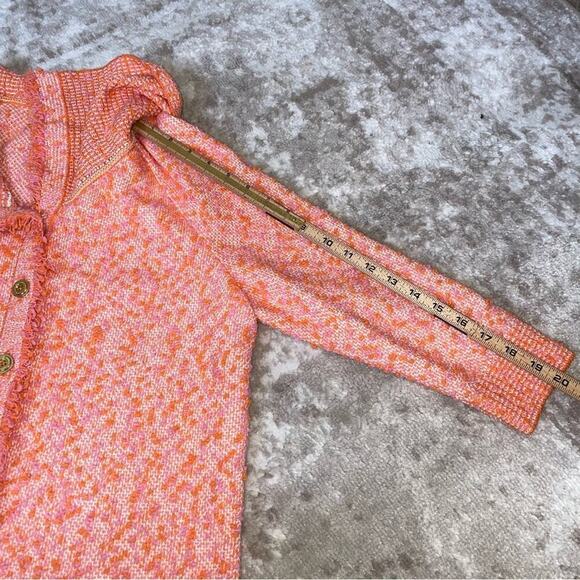 ST. JOHN Collection boucle blazer jacket Women Tweed Pink Coral Orange SZ S - Picture 11 of 12